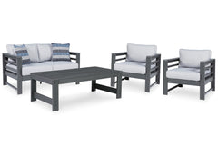 Amora Outdoor Loveseat and 2 Chairs with Coffee Table - furniture place usa