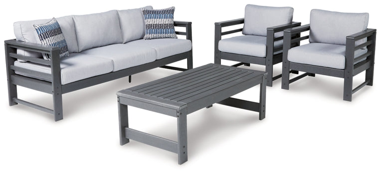 Amora Outdoor Sofa and 2 Chairs with Coffee Table - furniture place usa