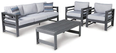 Amora Outdoor Sofa and 2 Chairs with Coffee Table - furniture place usa