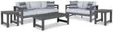 Amora Outdoor Sofa and Loveseat with Coffee Table and 2 End Tables - furniture place usa