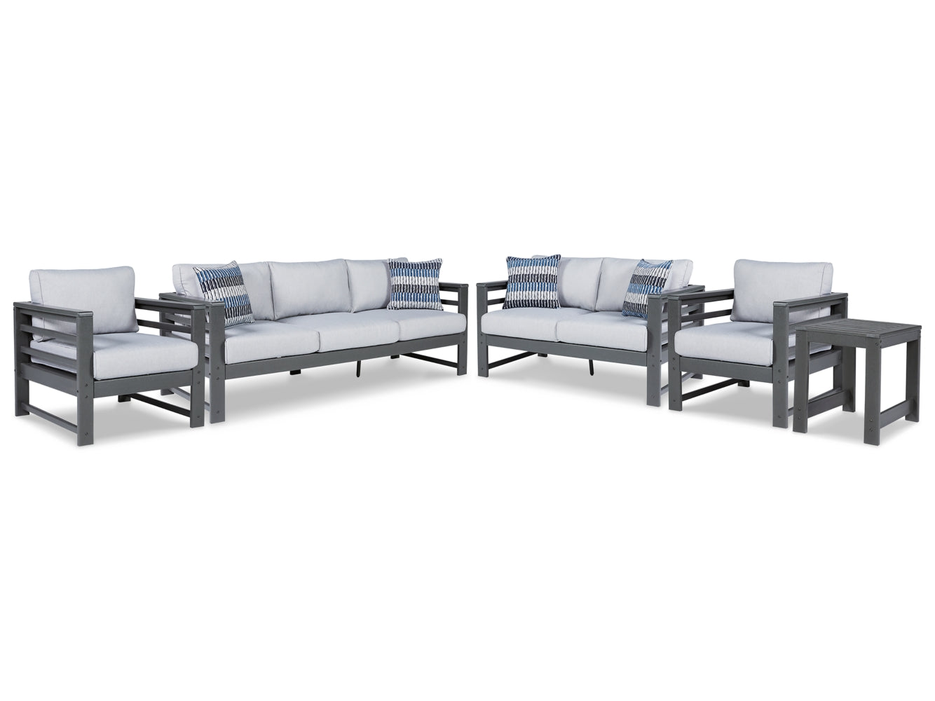 Amora Outdoor Sofa, Loveseat and 2 Lounge Chairs with End Table - furniture place usa