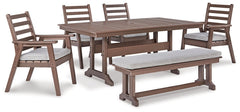 Emmeline Outdoor Dining Table and 4 Chairs and Bench - furniture place usa