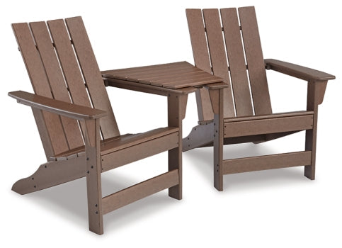 Emmeline 2 Adirondack Chairs with Tete-A-Tete Table Connector - furniture place usa