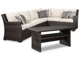 Easy Isle 3-Piece Outdoor Sofa Sectional with Table - furniture place usa