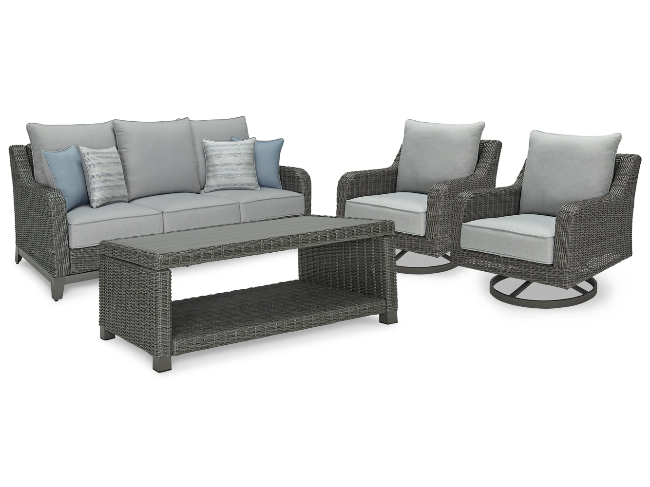 Elite Park Outdoor Sofa, 2 Lounge Chairs and Coffee Table - furniture place usa