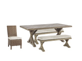 Beachcroft Outdoor Dining Table and 4 Chairs and Bench - PKG000285 - furniture place usa
