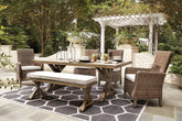 Beachcroft Outdoor Dining Table and 4 Chairs and Bench - PKG000284 - furniture place usa