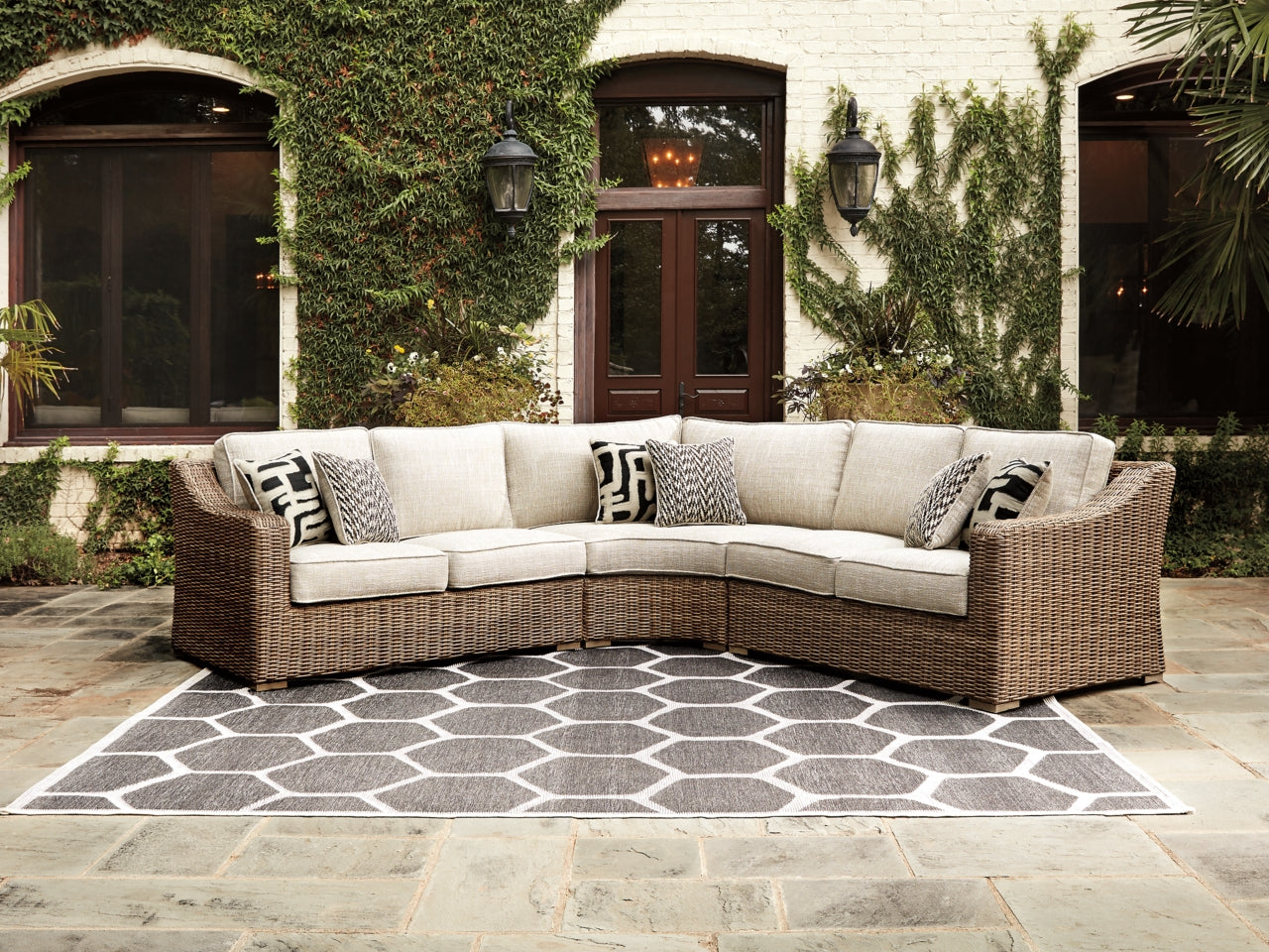 Beachcroft 5-Piece Outdoor Sectional with Coffee Table - furniture place usa