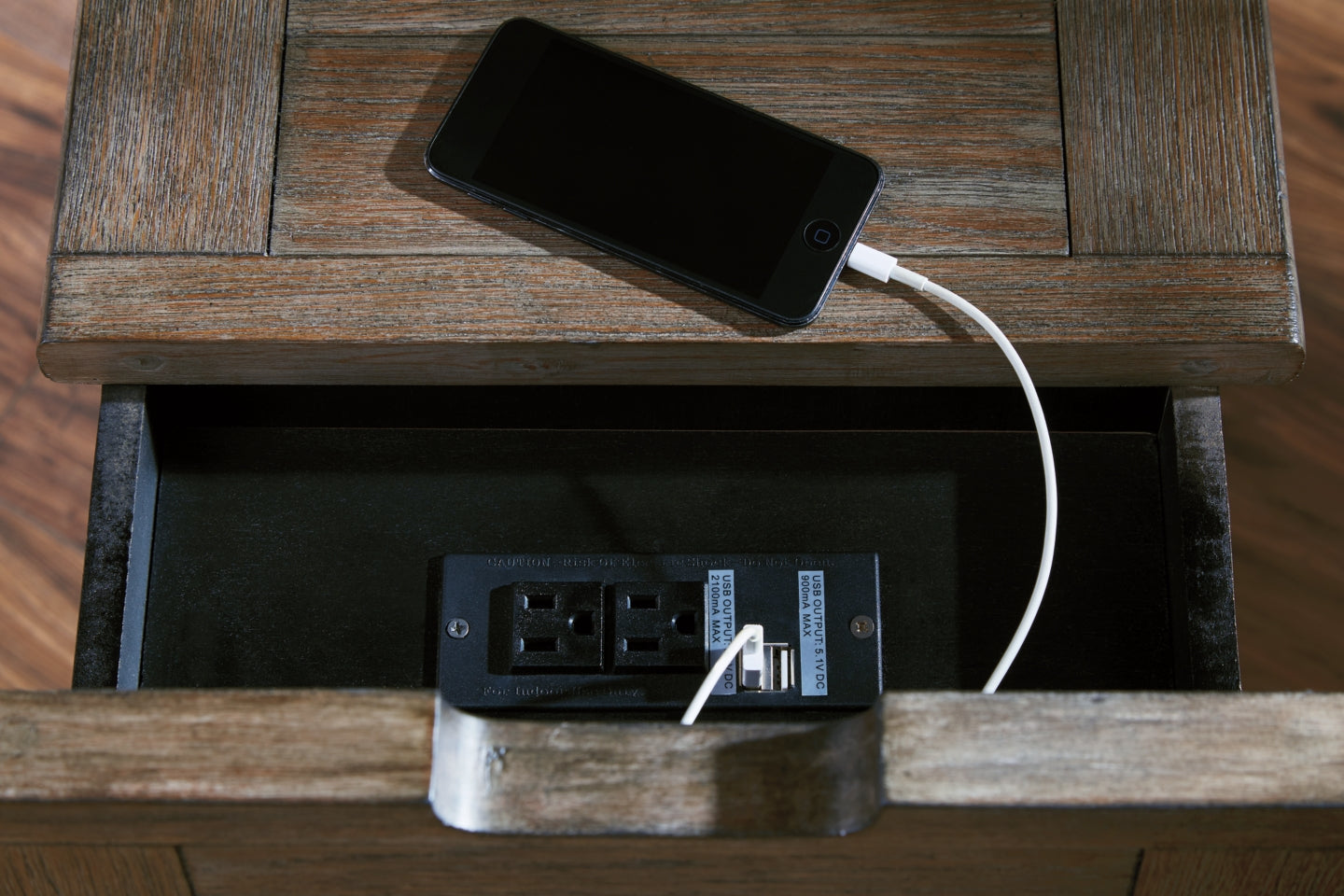 Tyler Creek Chairside End Table with USB Ports & Outlets - furniture place usa