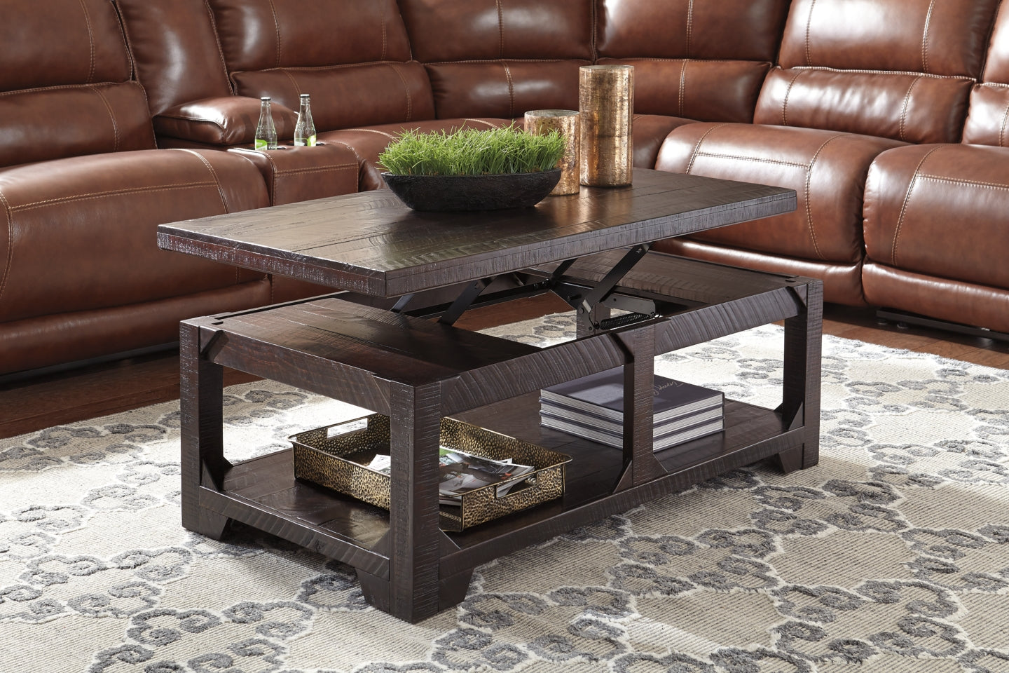 Rogness Coffee Table with Lift Top - furniture place usa