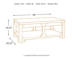 Rogness Coffee Table with Lift Top - furniture place usa