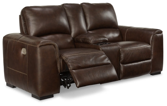 Alessandro Power Reclining Loveseat with Console - furniture place usa