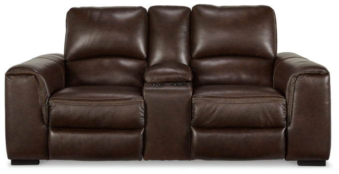 Alessandro Power Reclining Loveseat with Console - furniture place usa