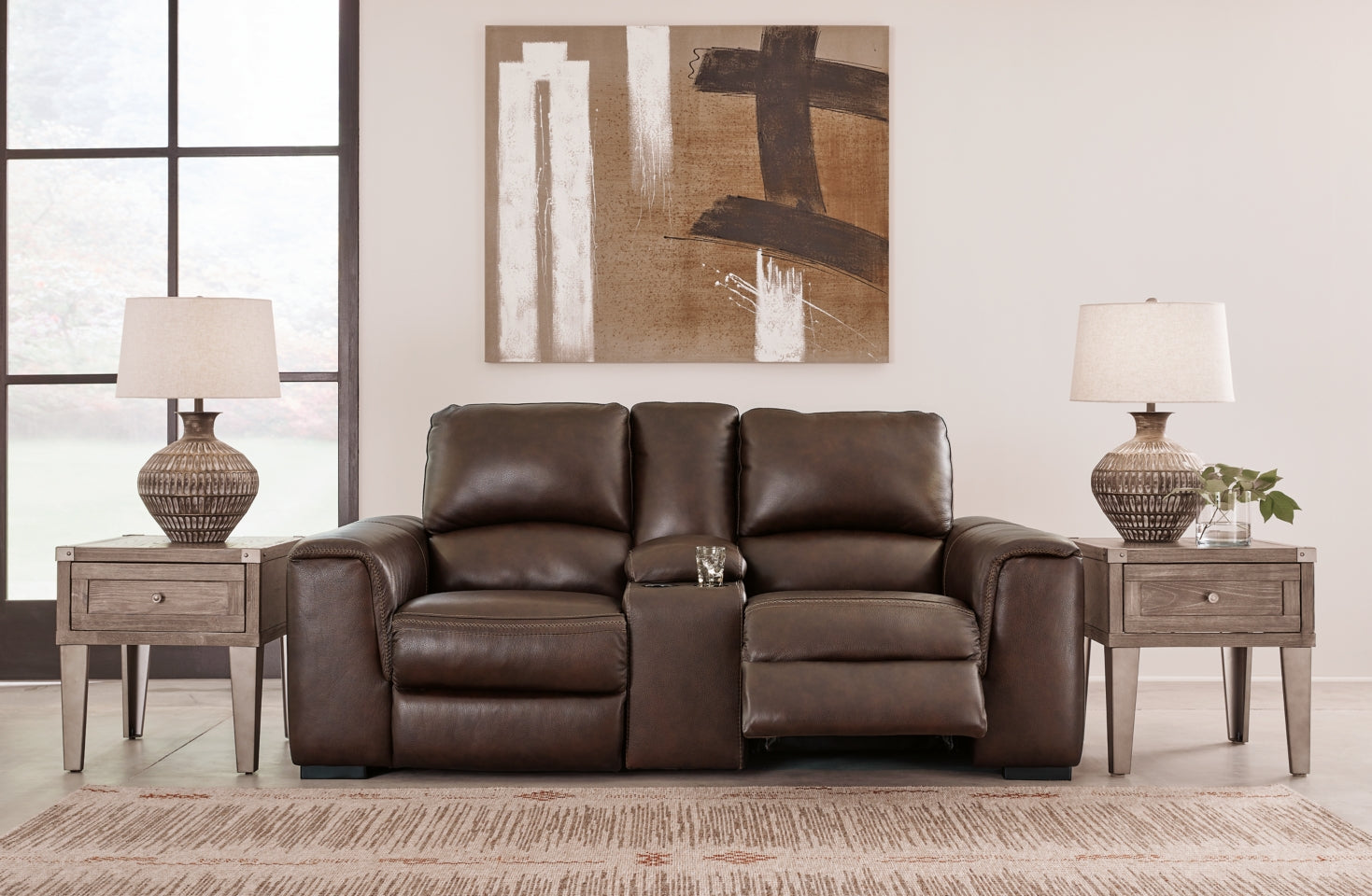 Alessandro Power Reclining Loveseat with Console - furniture place usa