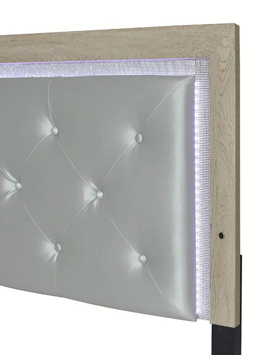 Jaylen Queen Upholstered Panel Bed in Gray