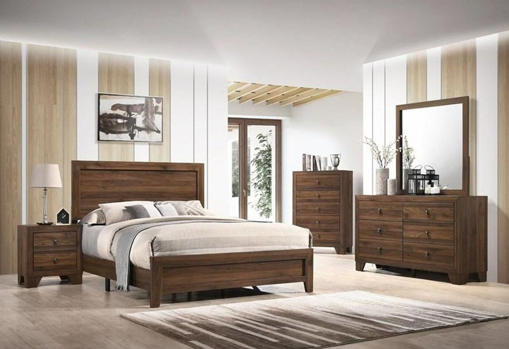 Crown Mark Millie King Panel Bed In Brown Cherry