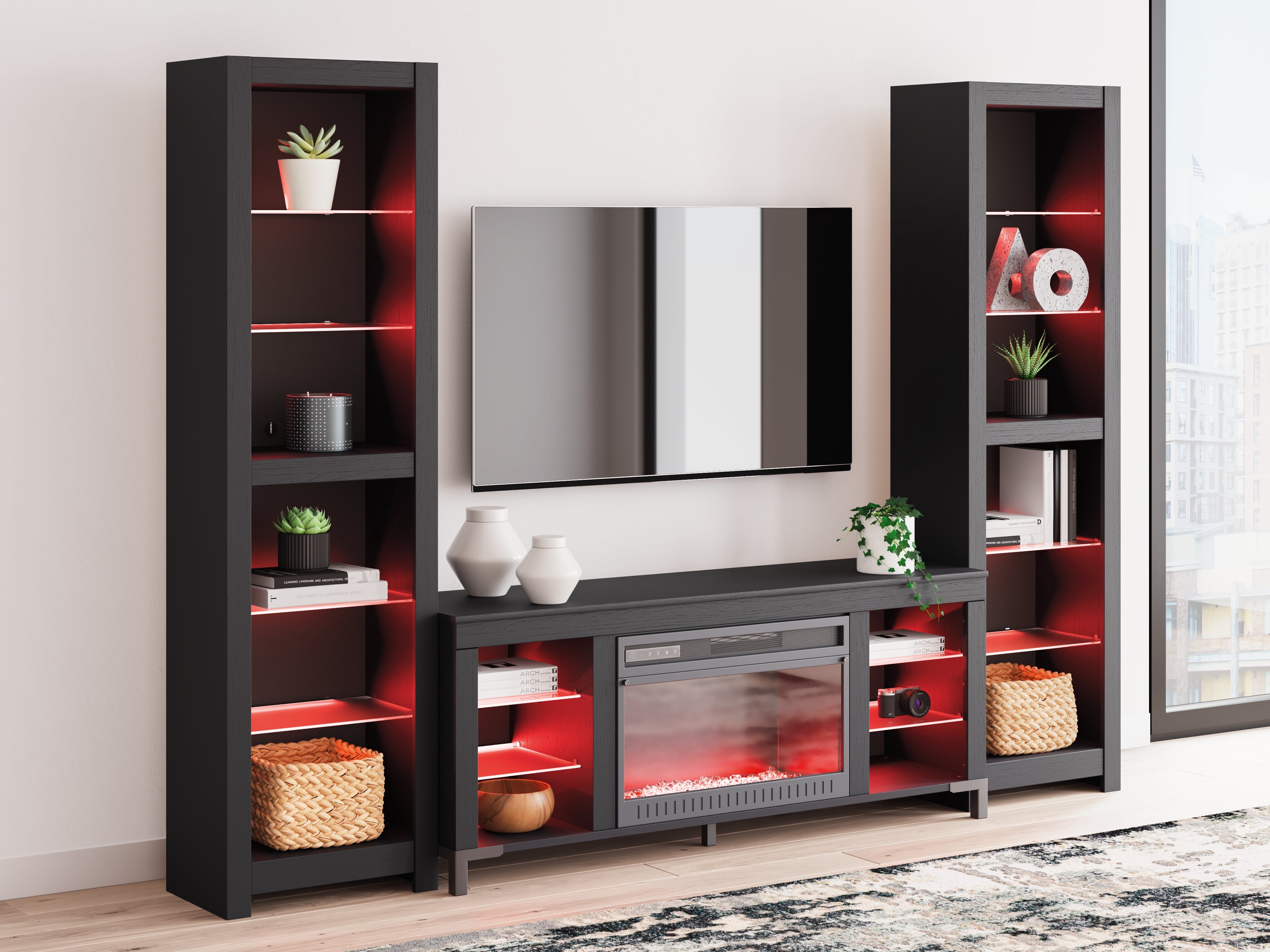 Cayberry 3-Piece Entertainment Center with Electric Fireplace