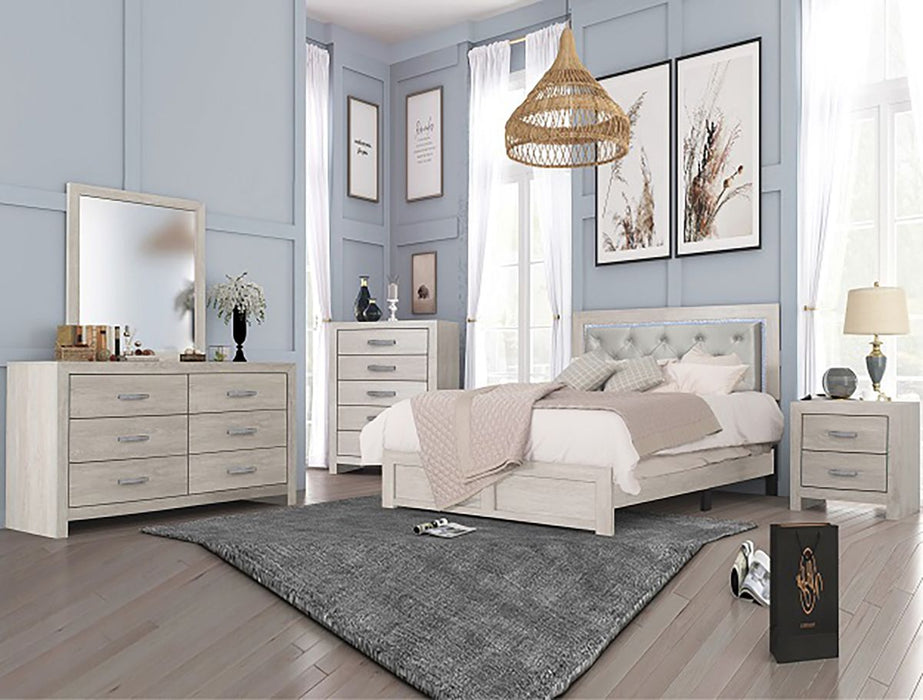 Jaylen Queen Upholstered Panel Bed in Gray
