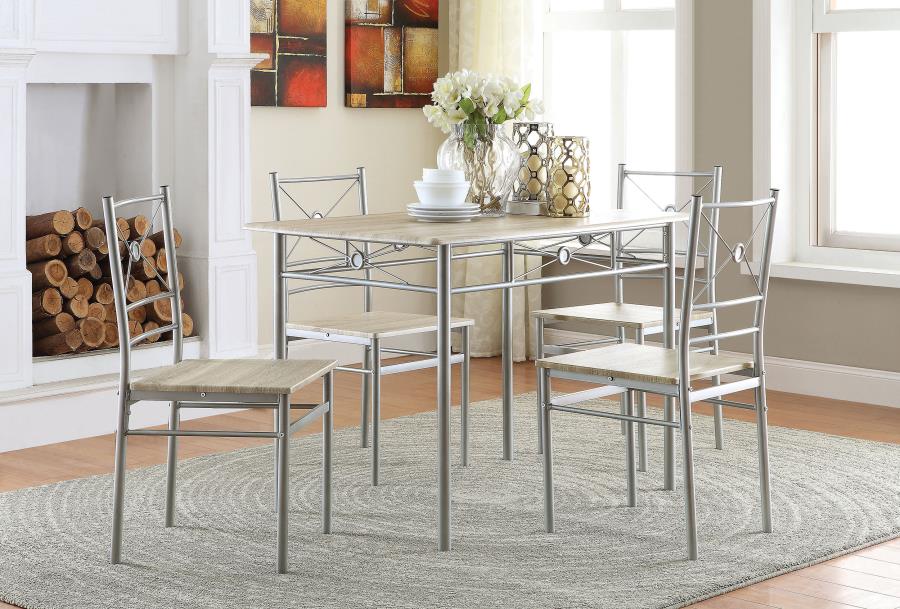 Anna Silver 5 Pc Dining Set - furniture place usa