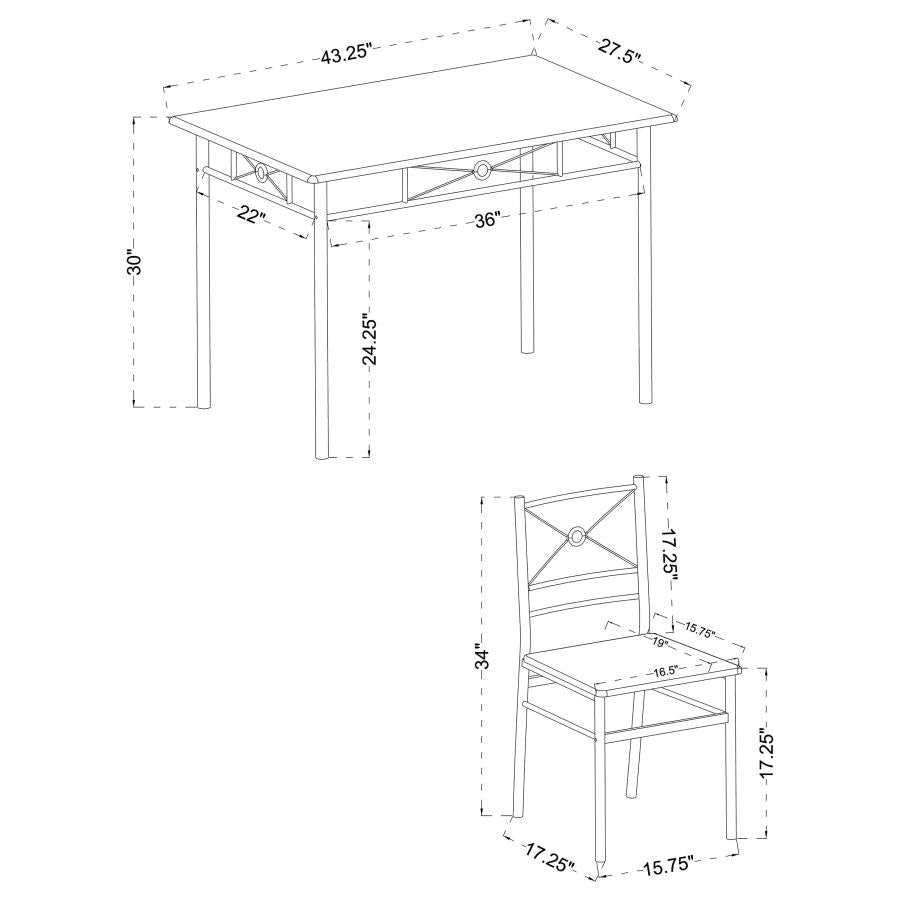 Anna Silver 5 Pc Dining Set - furniture place usa