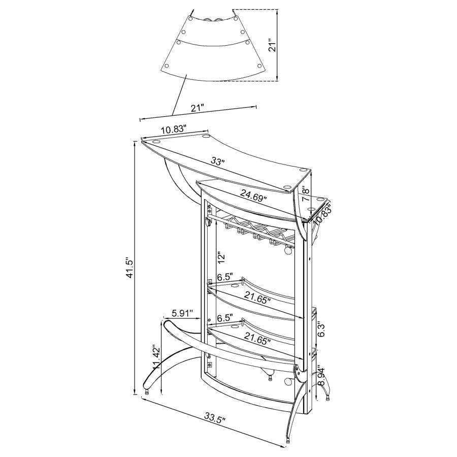 Dallas Silver Home Bar - furniture place usa