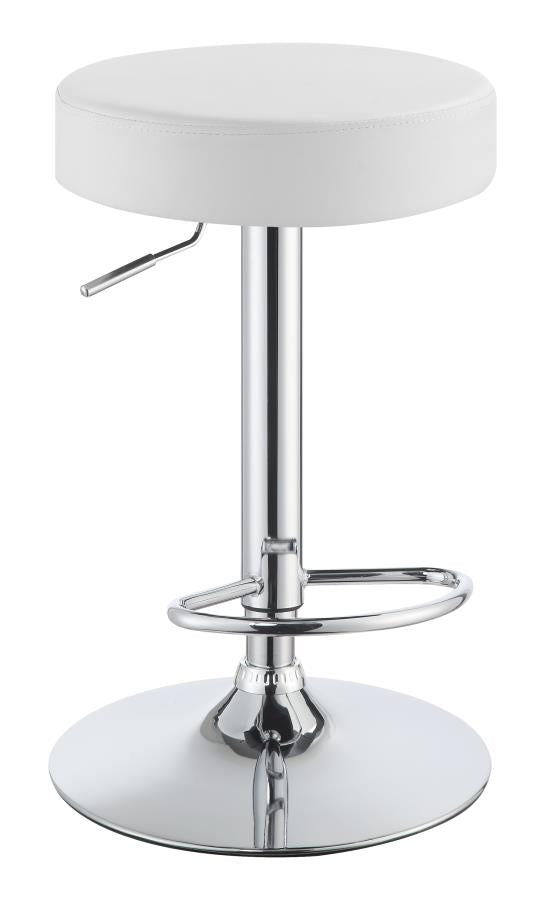 Ramses White Adjustable Bar Stool - furniture place usa