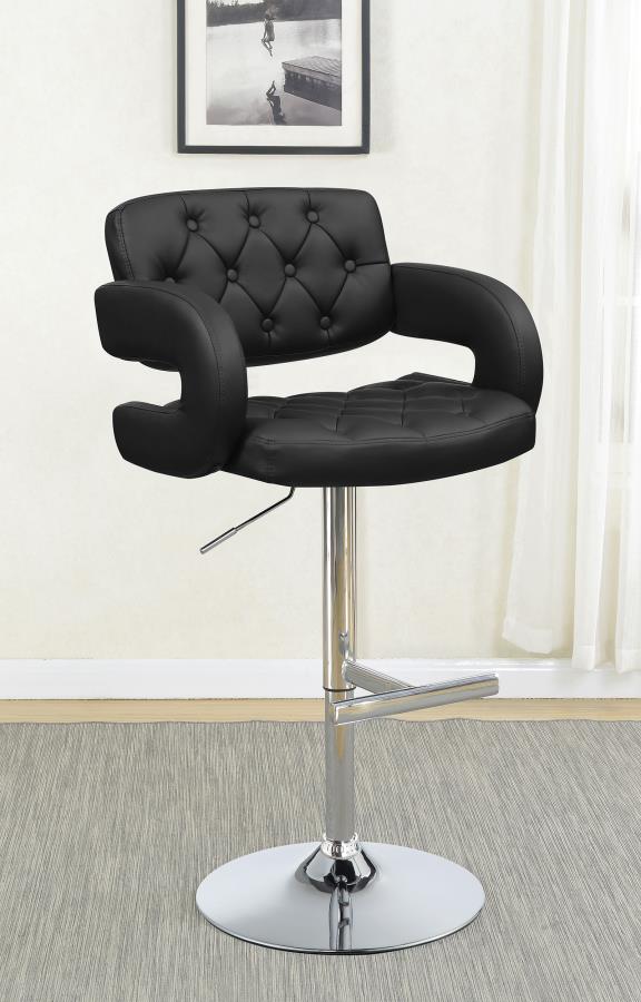 Brandi Black Adjustable Bar Stool - furniture place usa