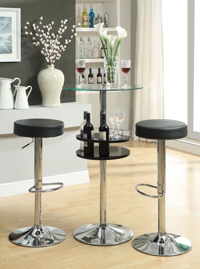 Ramses Black Adjustable Bar Stool - furniture place usa