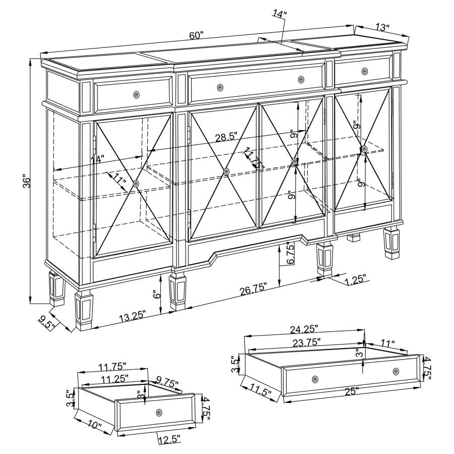 Aconitum Silver Accent Cabinet - furniture place usa