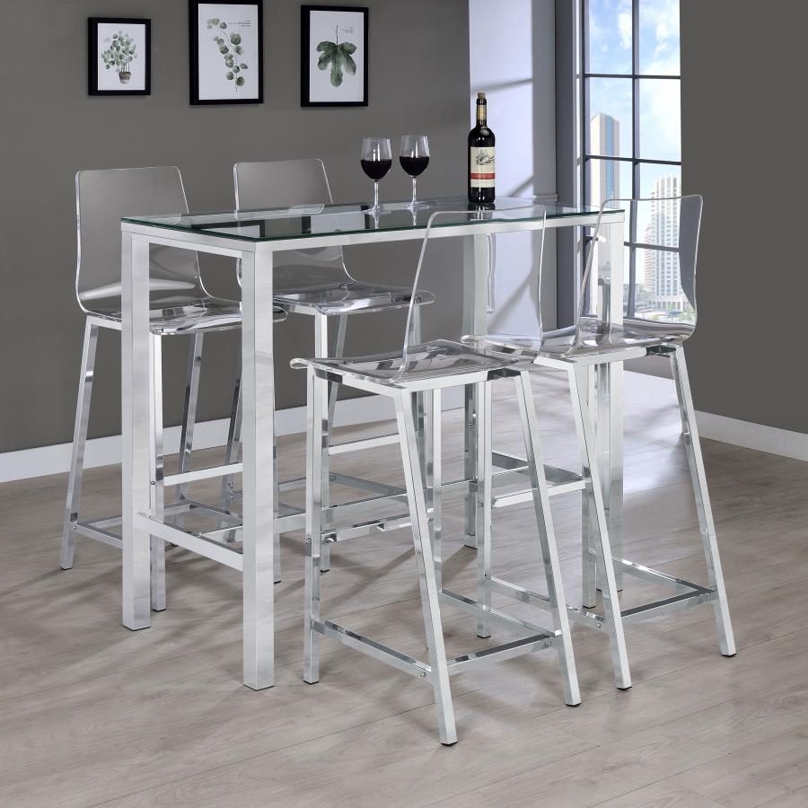 Tolbert Clear 5 Pc Bar Set - furniture place usa