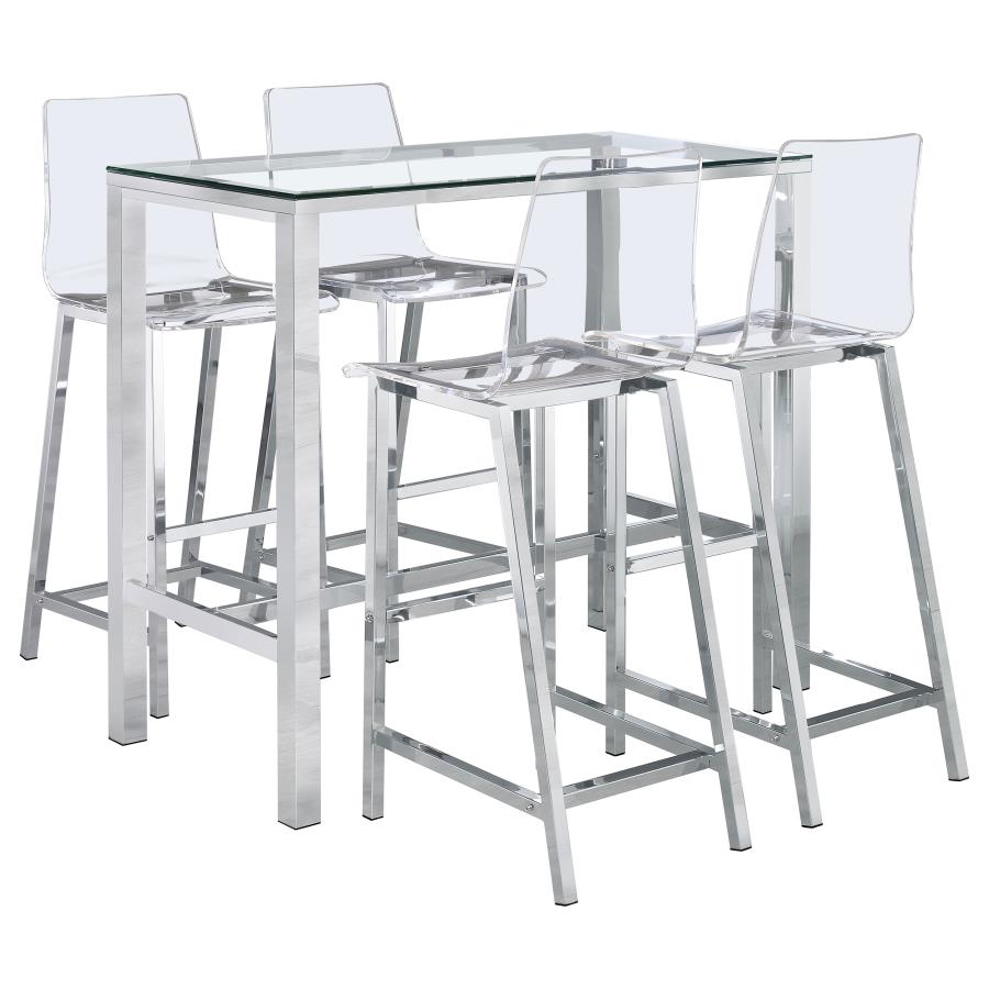 Tolbert Clear 5 Pc Bar Set - furniture place usa