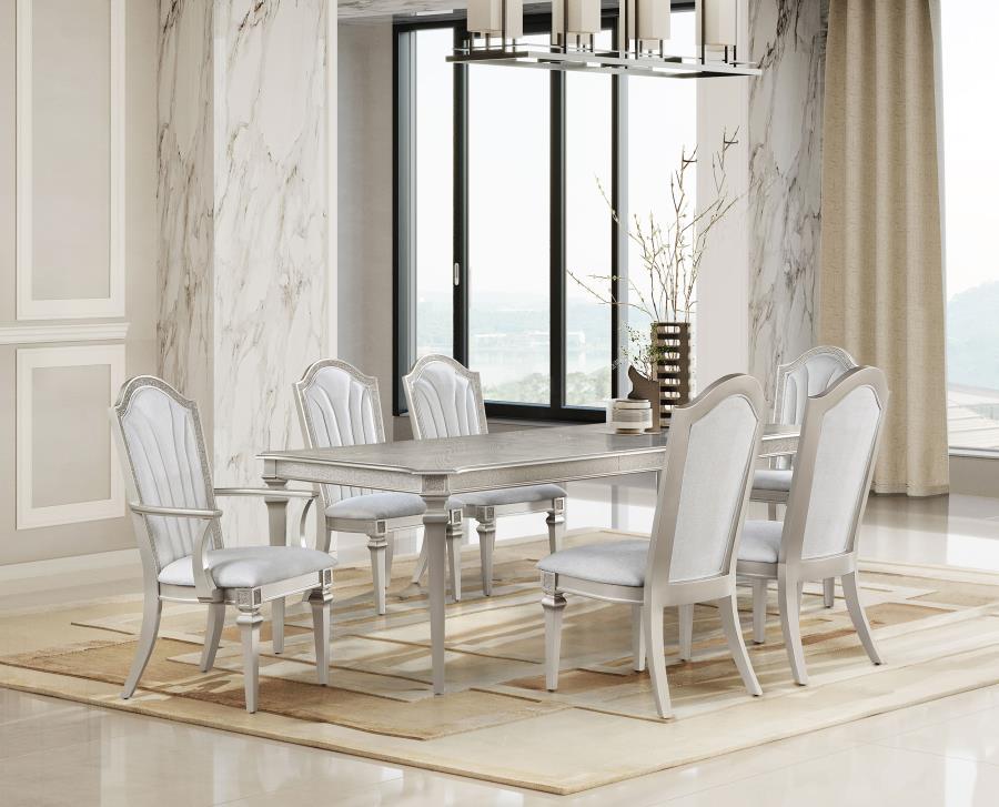 Evangeline Silver 7 Pc Dining Set - furniture place usa