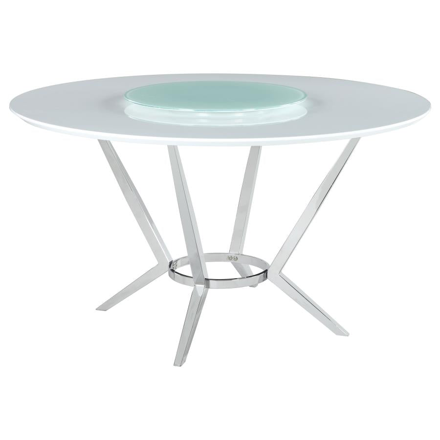 Abby White Dining Table With Lazy Susan - furniture place usa