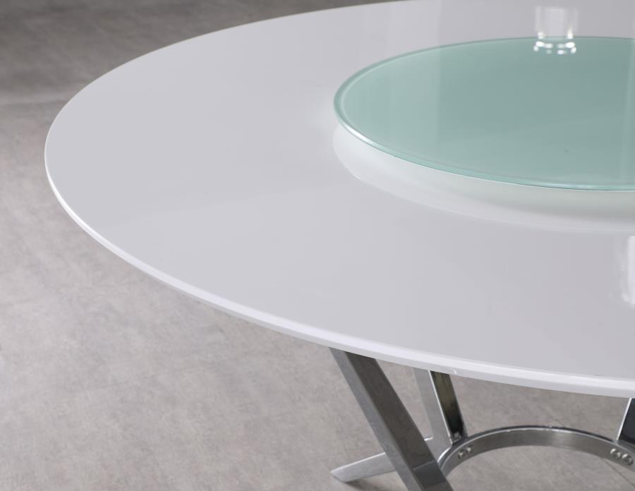 Abby White Dining Table With Lazy Susan - furniture place usa