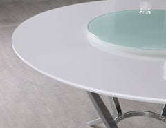 Abby White Dining Table With Lazy Susan - furniture place usa