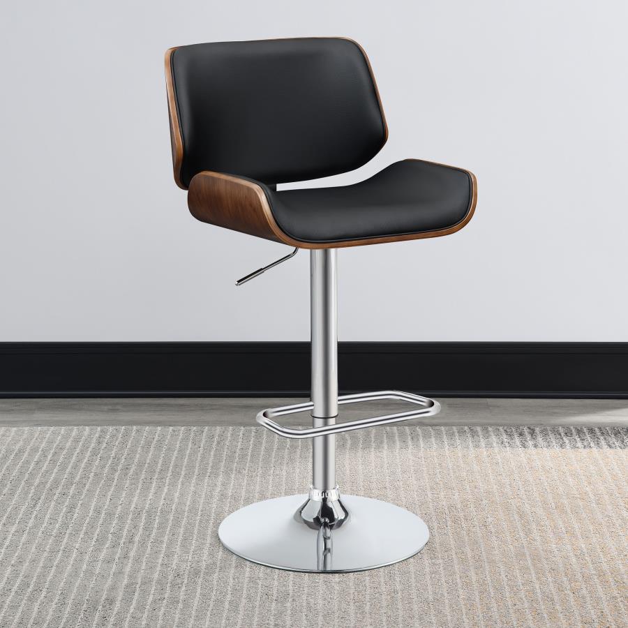 Folsom Black Adjustable Bar Stool - furniture place usa