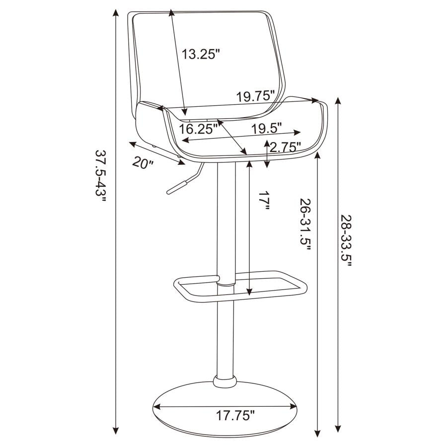 Folsom Black Adjustable Bar Stool - furniture place usa