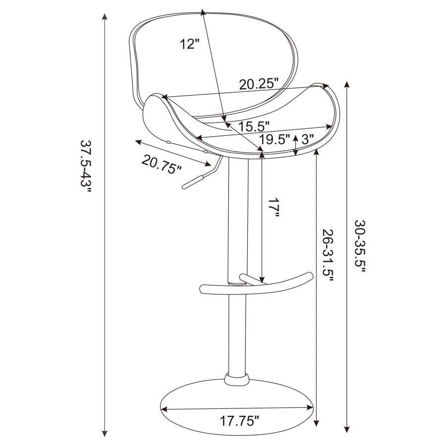 Harris Black Adjustable Bar Stool - furniture place usa