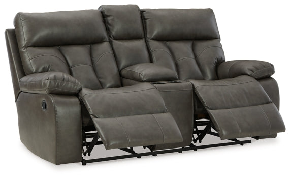 Willamen Reclining Loveseat with Console - furniture place usa