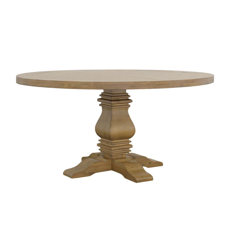 Florence Brown 60"rd Dining Table - furniture place usa