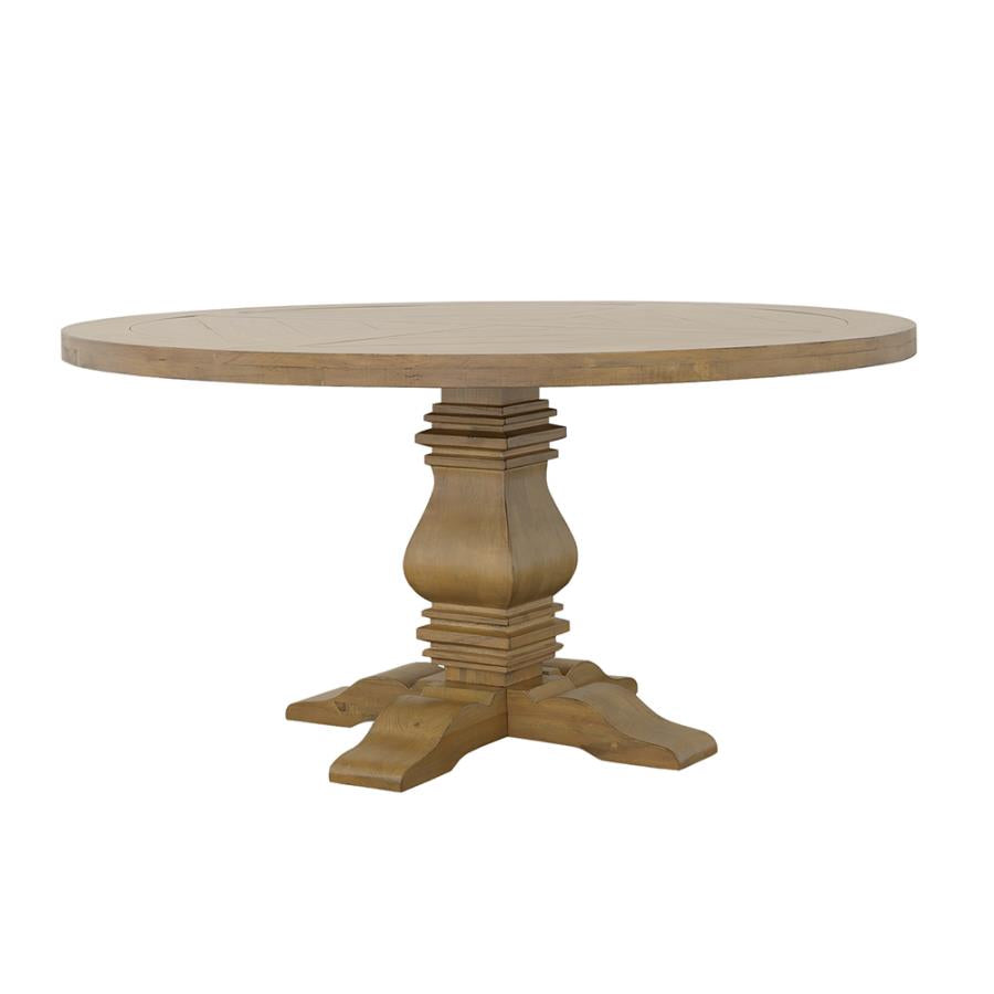 Florence Brown 60"rd Dining Table - furniture place usa