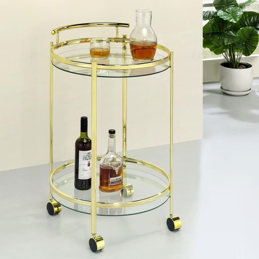 Chrissy Gold Bar Cart - furniture place usa