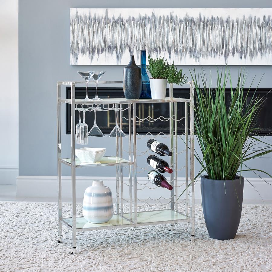 Derion Silver Bar Cart - furniture place usa