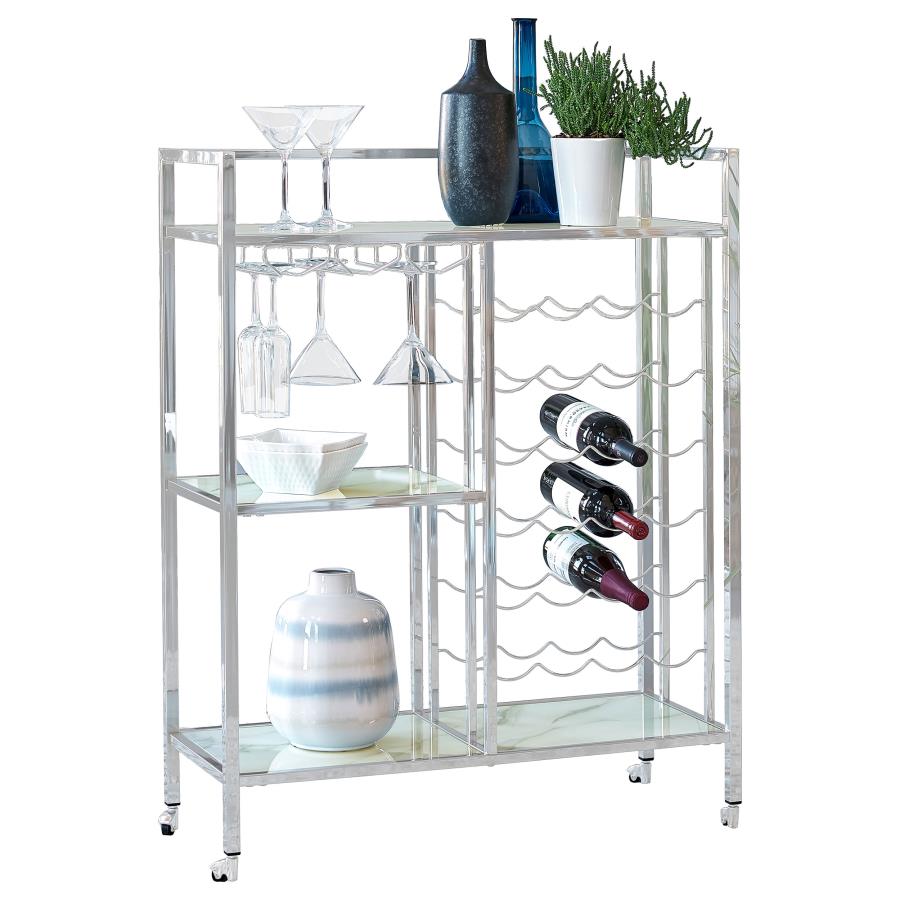 Derion Silver Bar Cart - furniture place usa