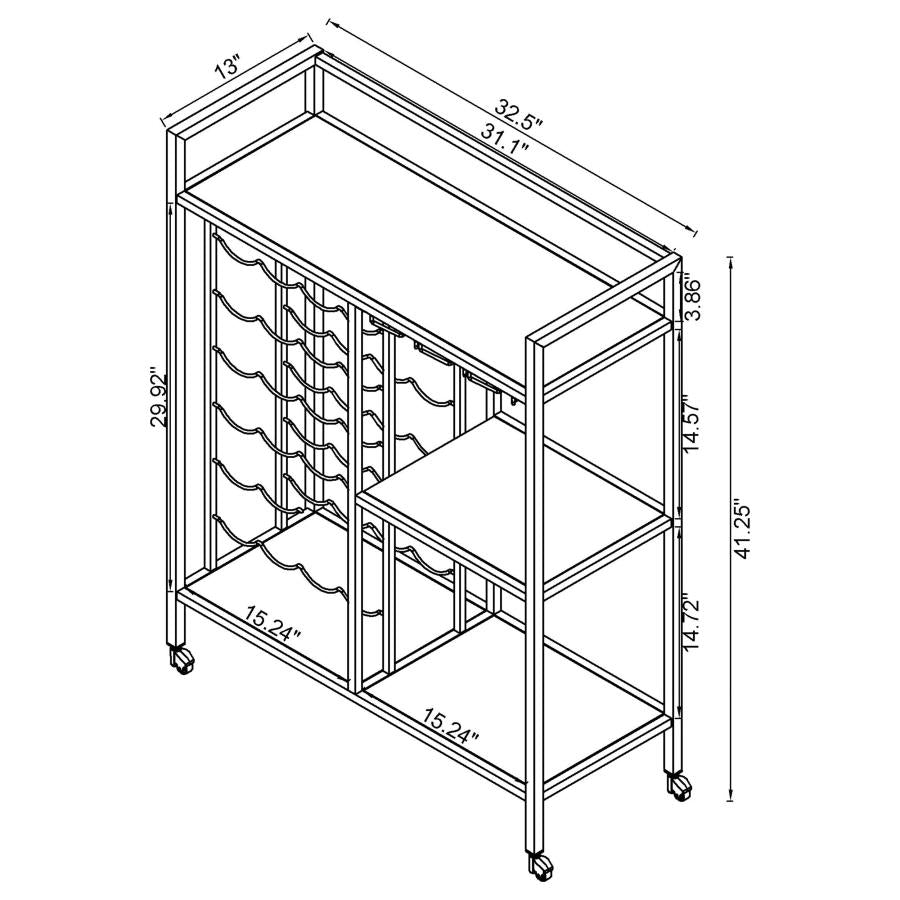 Derion Silver Bar Cart - furniture place usa