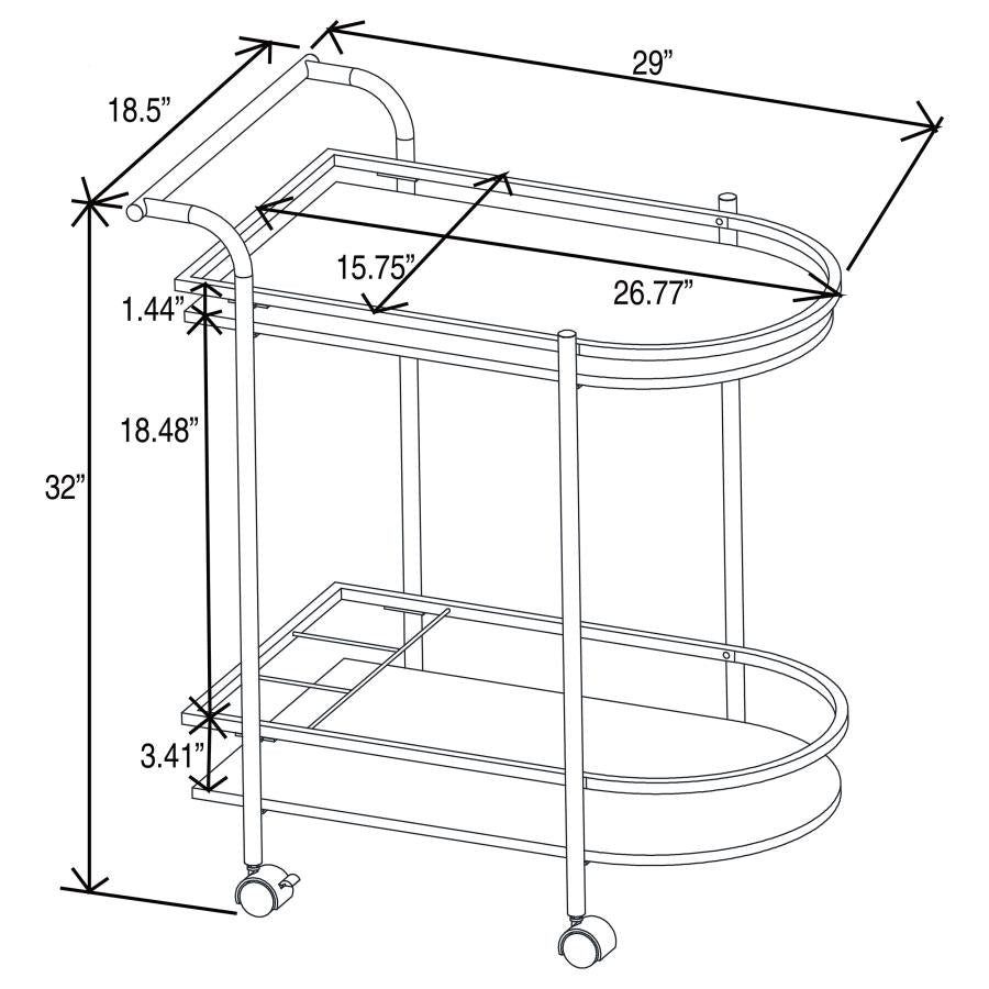 Desiree Black Bar Cart - furniture place usa