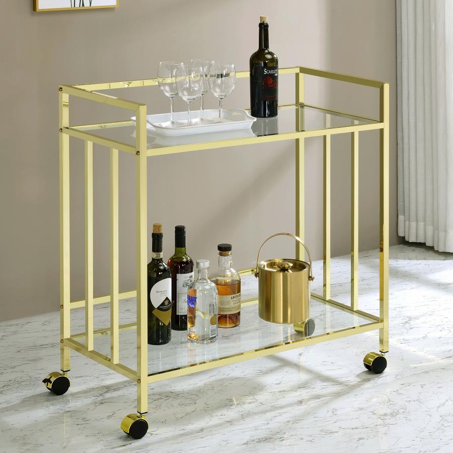 Cara Gold Bar Cart - furniture place usa