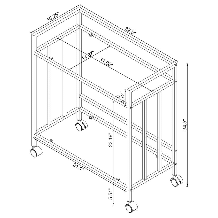 Cara Gold Bar Cart - furniture place usa