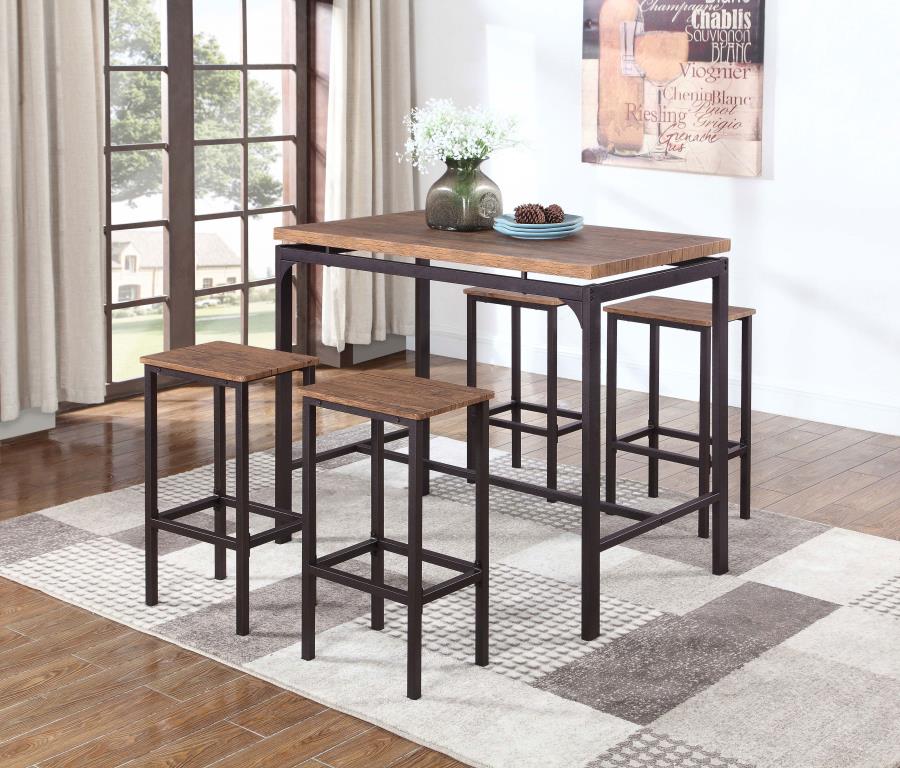 Santana Brown 5 Pc Bar Set - furniture place usa