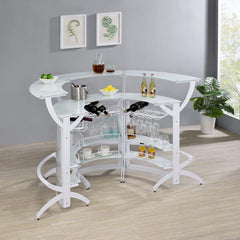 Dallas White 3 Pc Home Bar - furniture place usa